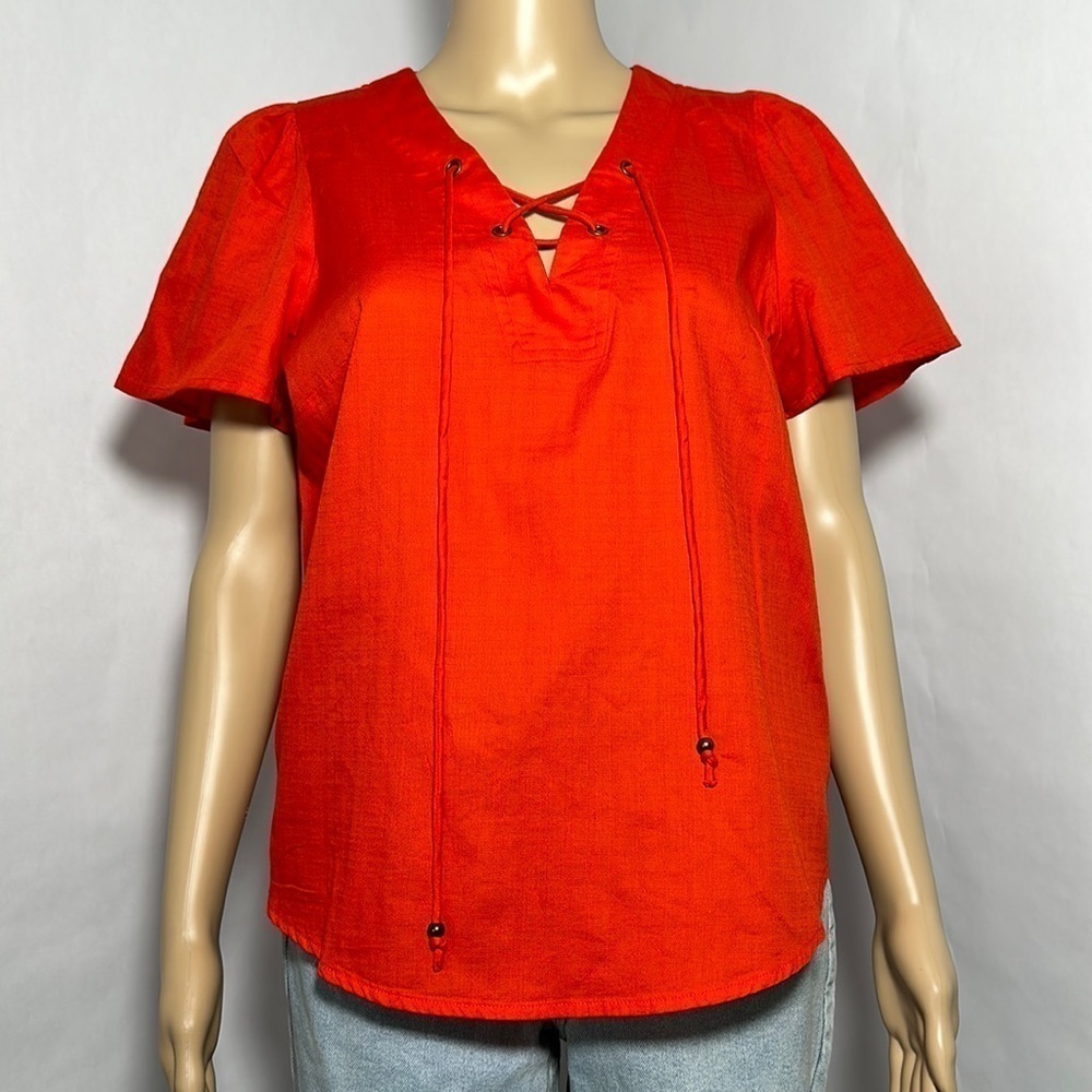 Knox Rose Warm Orange Blouse Top (8L98M9)